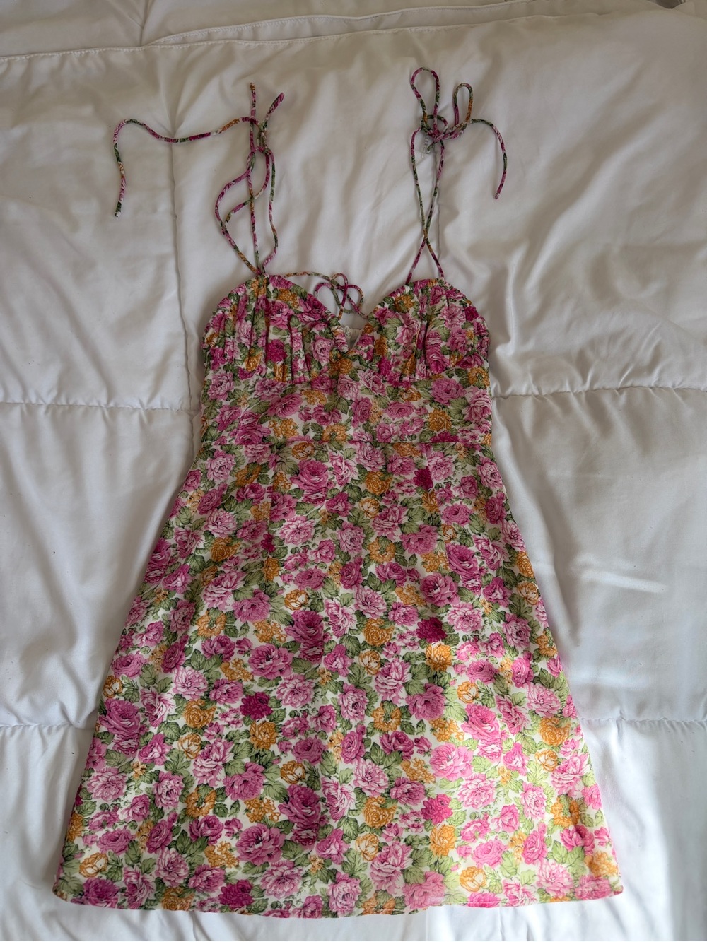 Princess Polly Pink Multi Floral Tie-Shoulder Mini Dress